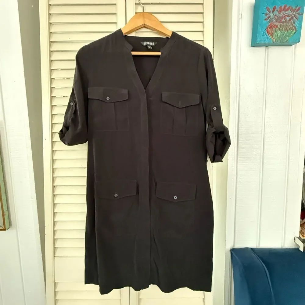 Express Black Collared Dress - Picture 2 of 6